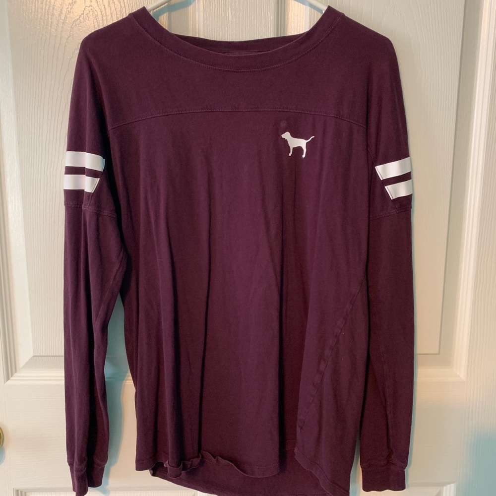 PINK burgundy logo varsity open back